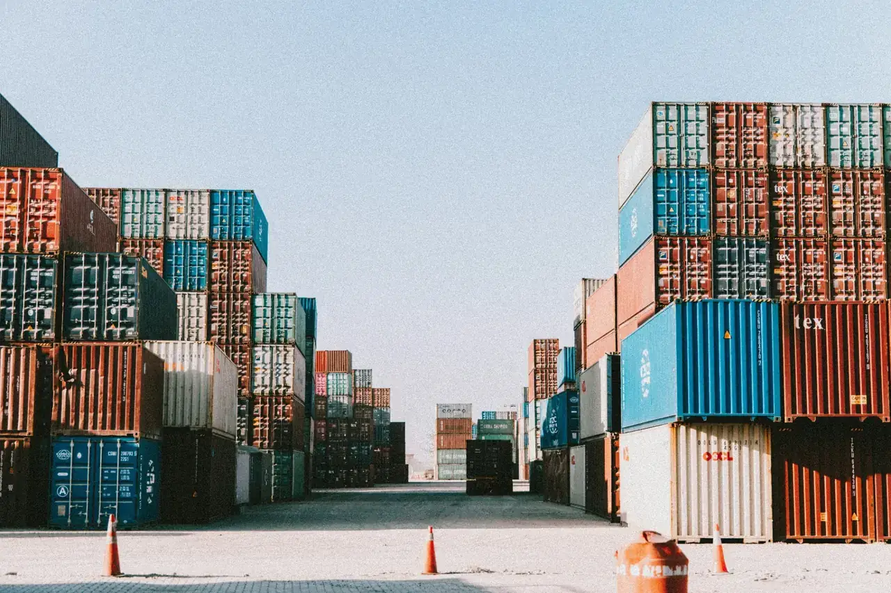 Port terminal on the ocean freight route from Japan to US ports