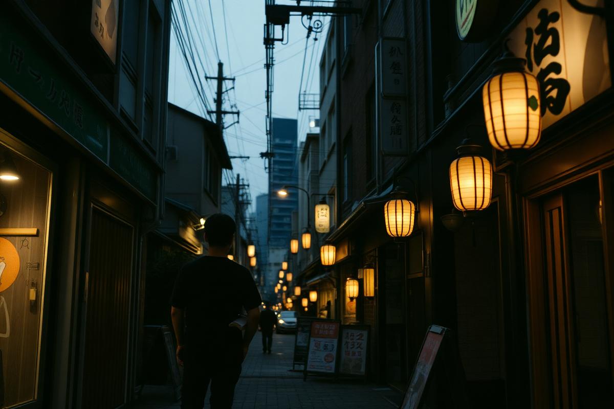Evening street scene in Nagoya, Japan